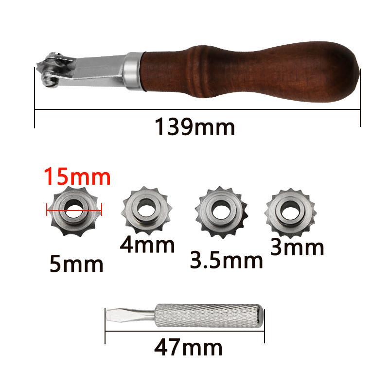 Інструмент для розмітки шкіри/паперу/тканини 4 ролики 3 мм/3,5 мм/4 мм/5 мм (137586) - фото 4