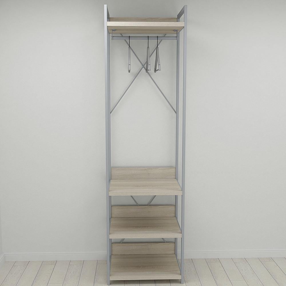 Шкаф Ferrum-decor Гардероб Уни секция 3 серии Конект металл/ДСП 32 мм 220x60x50 см Серый/Дуб Сонома (FRD-104529)