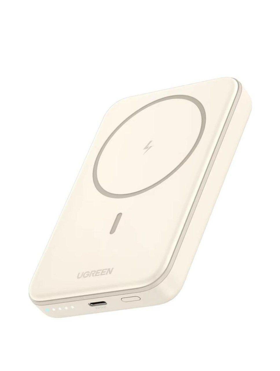 Повербанк магнитный Magsafe Ugreen PB561 10000 mAh 20 Вт с беспроводной зарядкой для iPhone Бежевый (26389505)