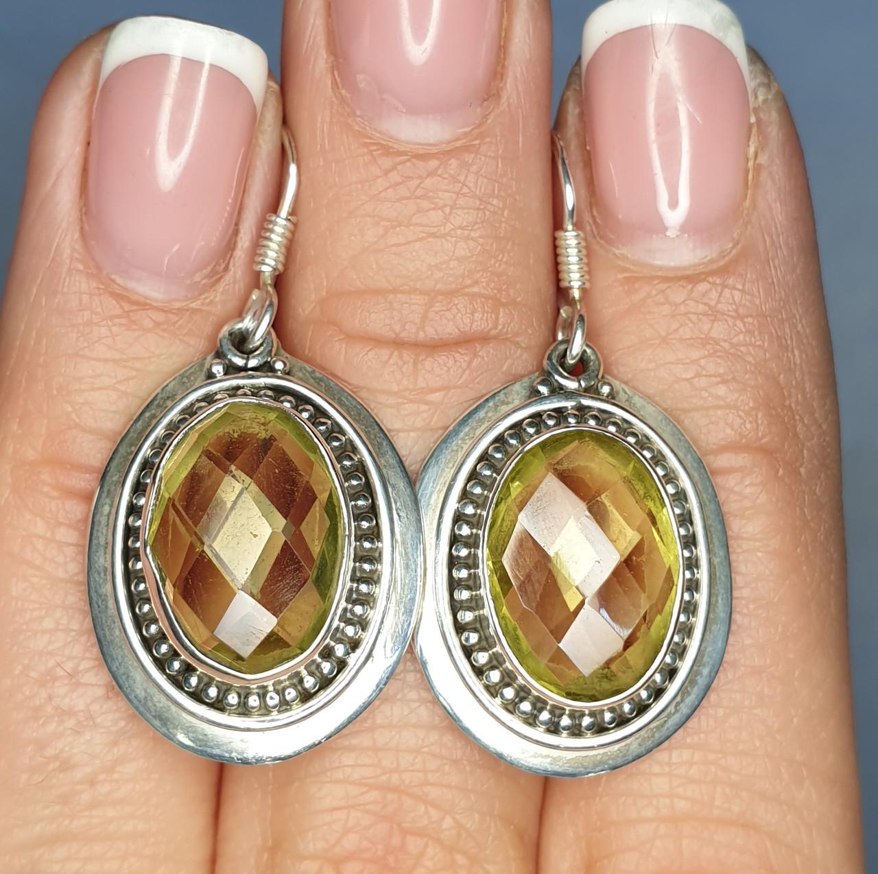 Серьги серебряные с цитрином 9,29 г (1372834323)
