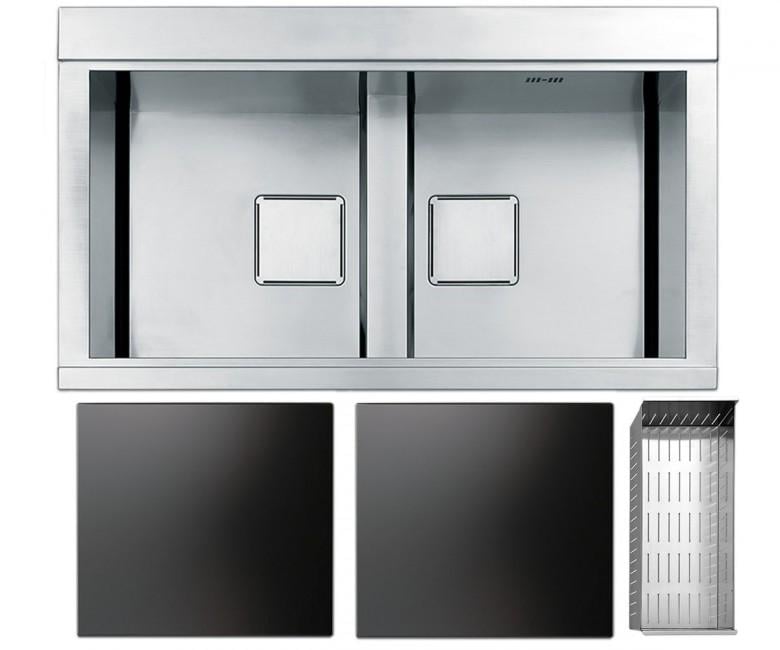 Мойка для кухни Apell Sinphonia PD1162IRKITB RIGHT двойная стальная 1160х500 см Черный (35672)