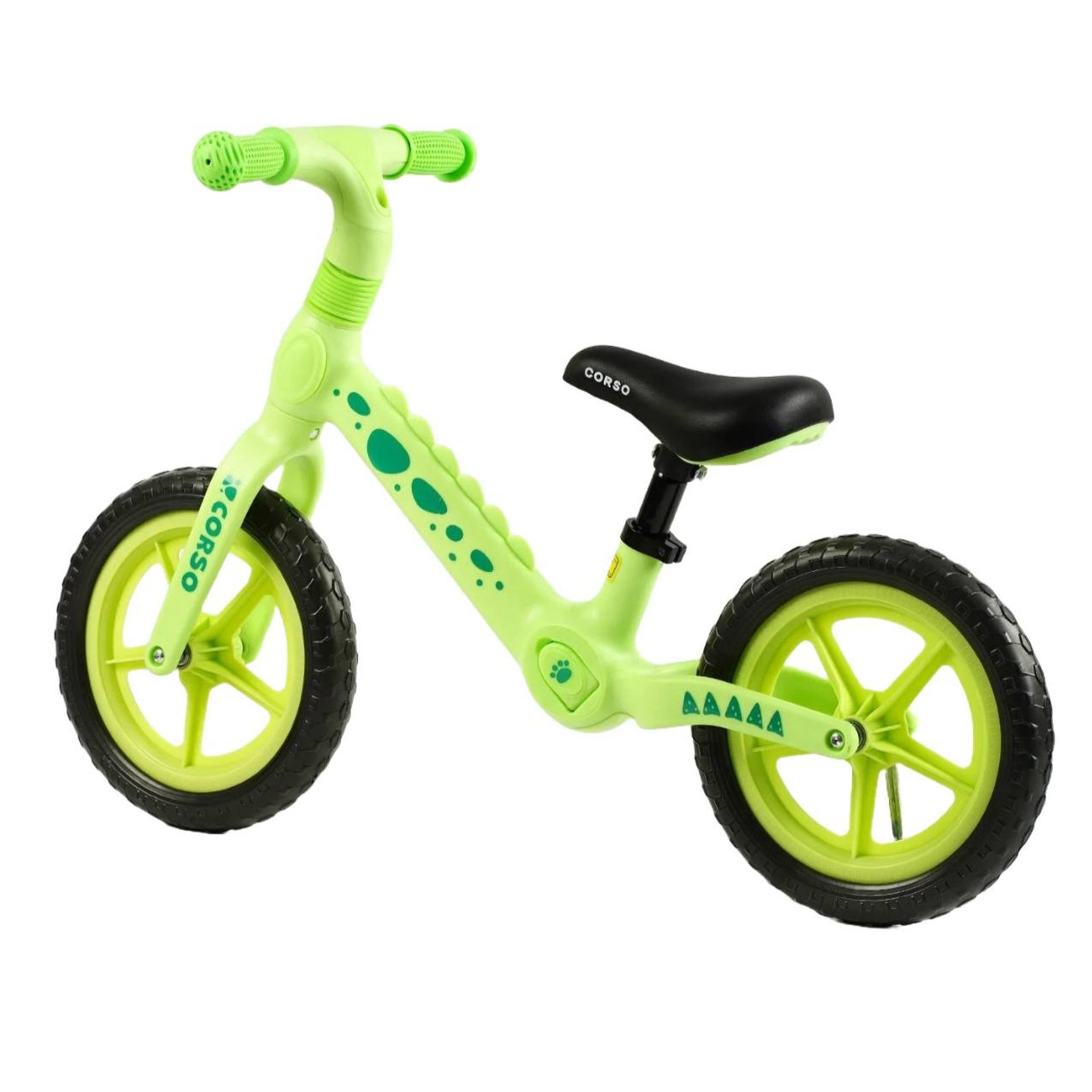 Велобег детский Corso CS-12716 с нейлоновой рамой и вилкой колеса EVA 12" Салатовый