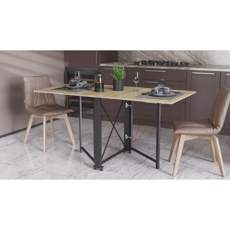 Обеденный стол книга Ferrum Decor 152х73х75 см Дуб сонома/Черный (28343728)