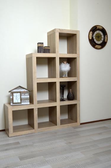 Шафа для книг у вітальню Inteo Кубус 4х3х1 1410х1070х290 мм товщина корпусу 50 мм Дуб сонома