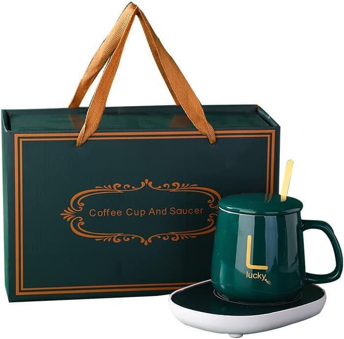 Чашка Lucky з підігрівом 220В керамічна 350 мл Зелений (2104618385)