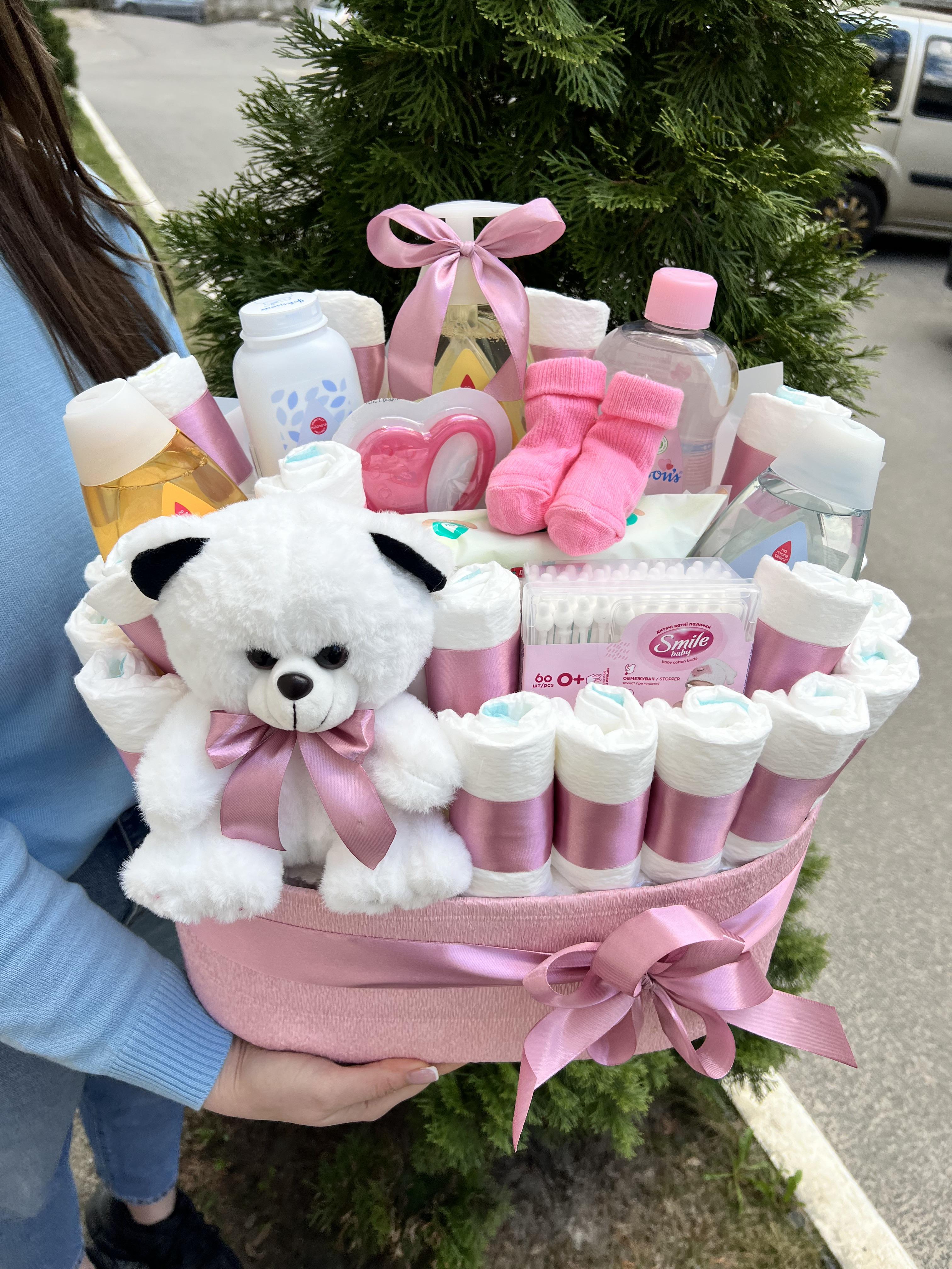 Подарунковий бокс Букет в пологовий з памперсами та дитячою косметикою (10112) - фото 5