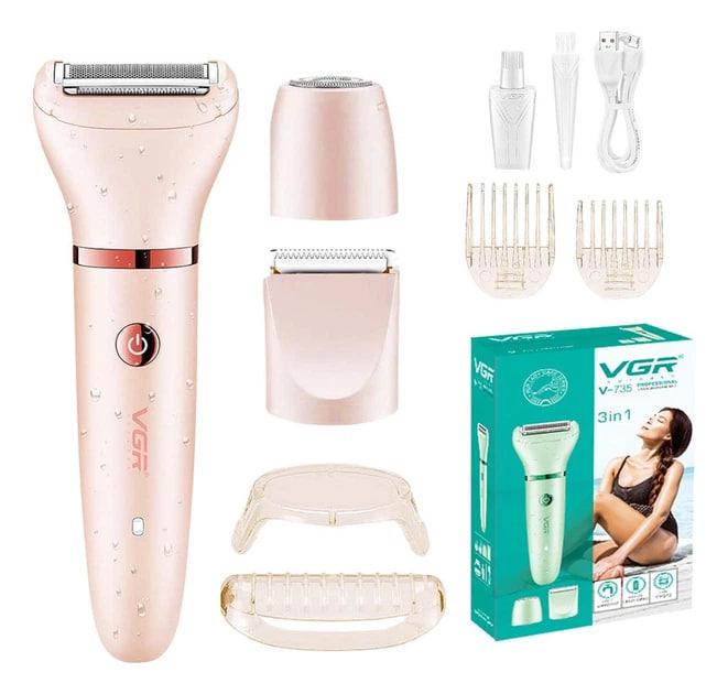 Епілятор VGR V-735 3в1 акумуляторний з 3 насадками 2 режими швидкості (2915118633)