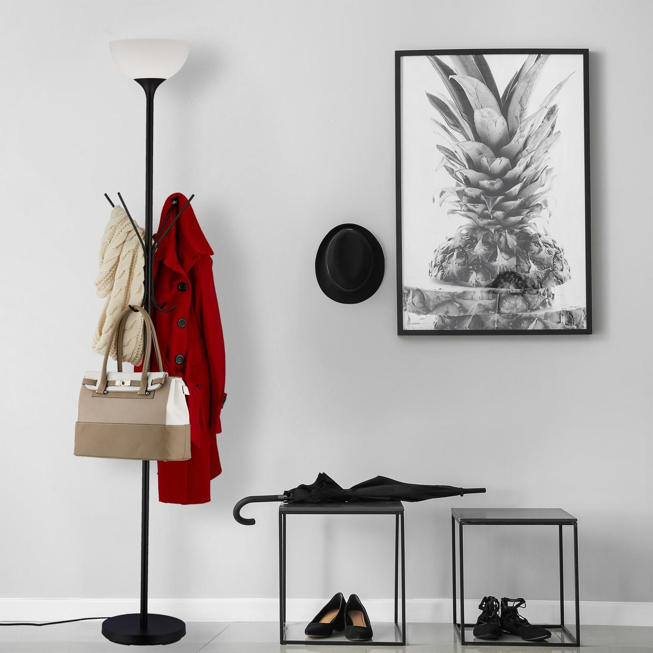 Торшер с вешалкой Relaxdays для прихожей и спальни 100 Вт E27 ножной переключатель длинный кабель 180 см - фото 3 Торшер с вешалкой Relaxdays для прихожей и спальни 100 Вт E27 ножной переключатель длинный кабель 180 см - фото 3