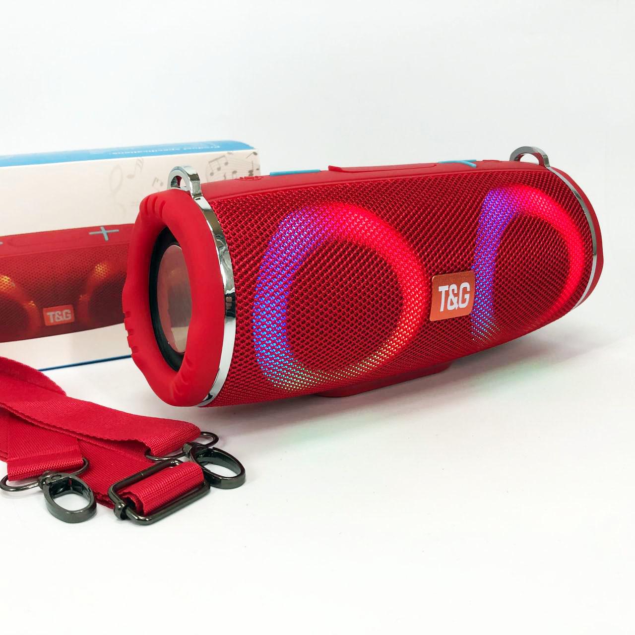 Колонка портативная с RGB подсветкой и ремешком TG642 Красный - фото 1