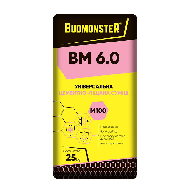 Штукатурка стартовая BudMonster BM 6.0 цементно-песчаная 25 кг (90446) - фото 2 Штукатурка стартовая BudMonster BM 6.0 цементно-песчаная 25 кг (90446) - фото 2