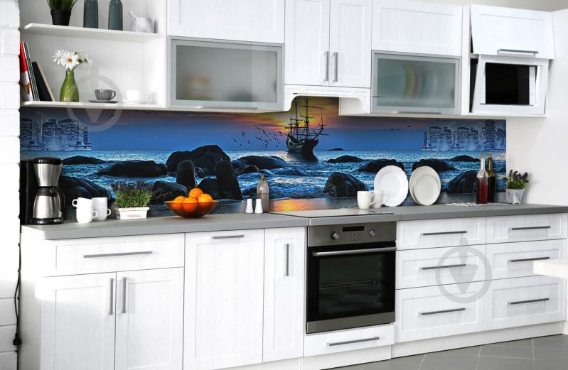 Скинали на кухню Zatarga «Прибытие в гавань» 600х2500 мм виниловая 3Д наклейка кухонный фартук самоклеящаяся Скинали на кухню Zatarga «Прибытие в гавань» 600х2500 мм виниловая 3Д наклейка кухонный фартук самоклеящаяся