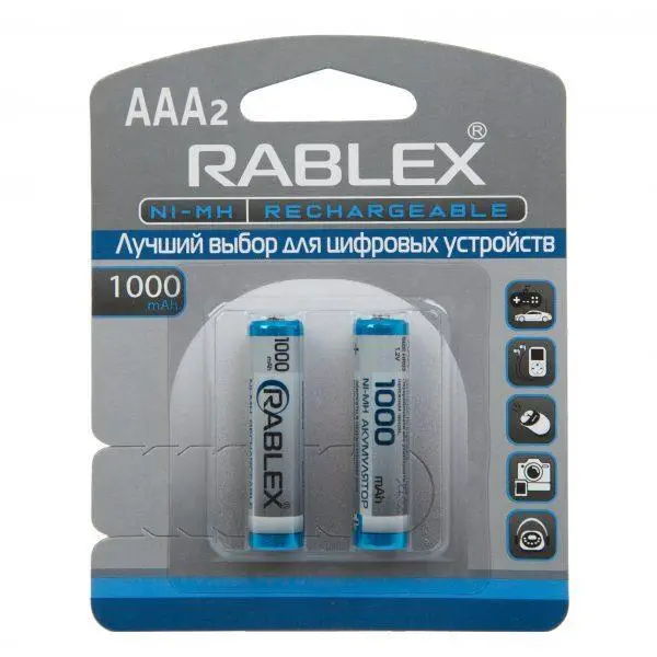 Батарейка-аккумулятор Rablex AAA HR3 мини-пальчик 1000mAh - фото 1