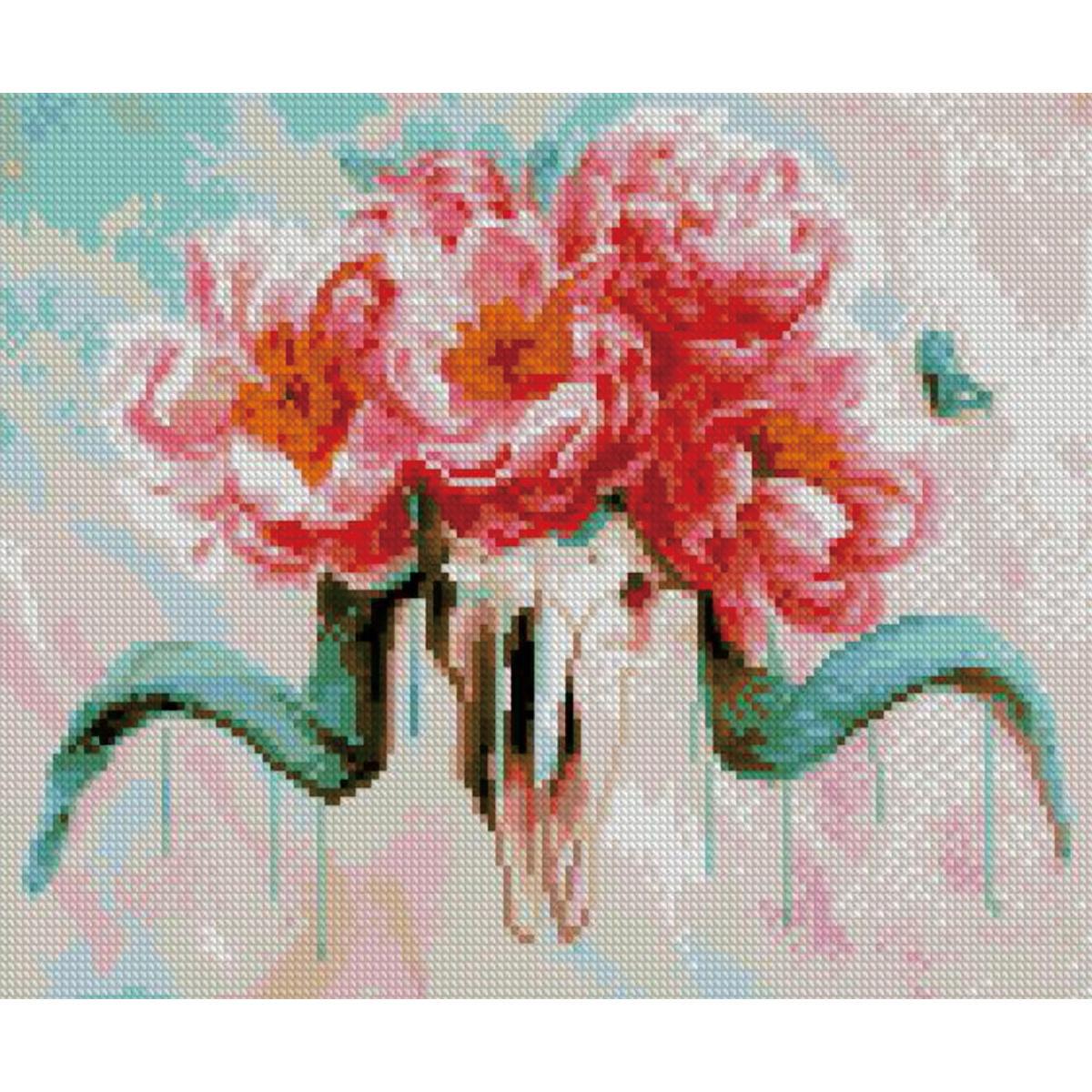 Алмазная мозаика Strateg Череп с цветами 30х40 см (Str-HX093)