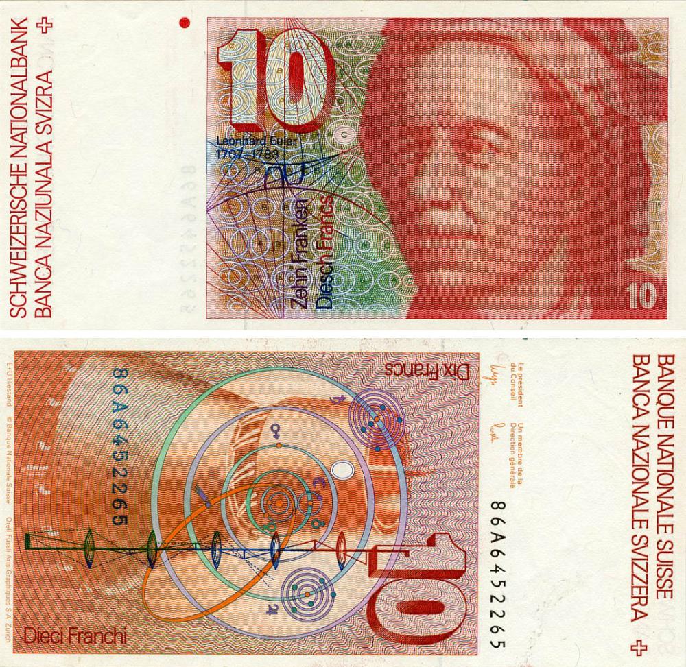 Коллекционная банкнота Швейцария 10 франков 1986 AU-UNC Wyss and Lusser (P53f(2))