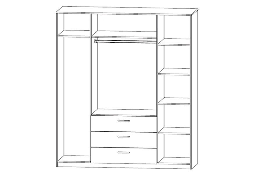 Шкаф 4-дверный с 3 ящиками и 2 зеркалами VMV Holding Рико 180х62х207 Дуб сонома/белый (12233) - фото 2