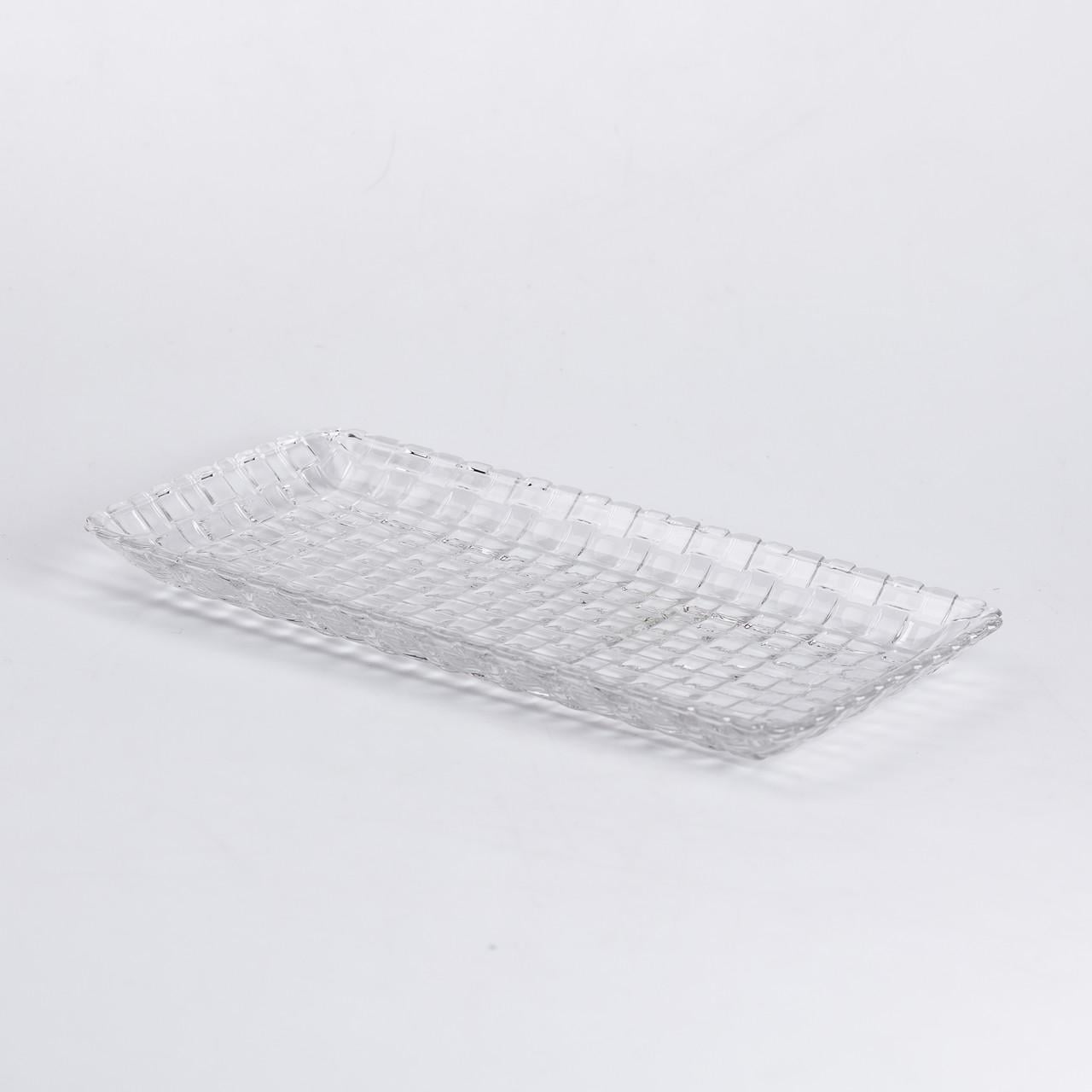 Блюдо для закусок стеклянное прямоугольное 25х12,5х1,5 см Прозрачный