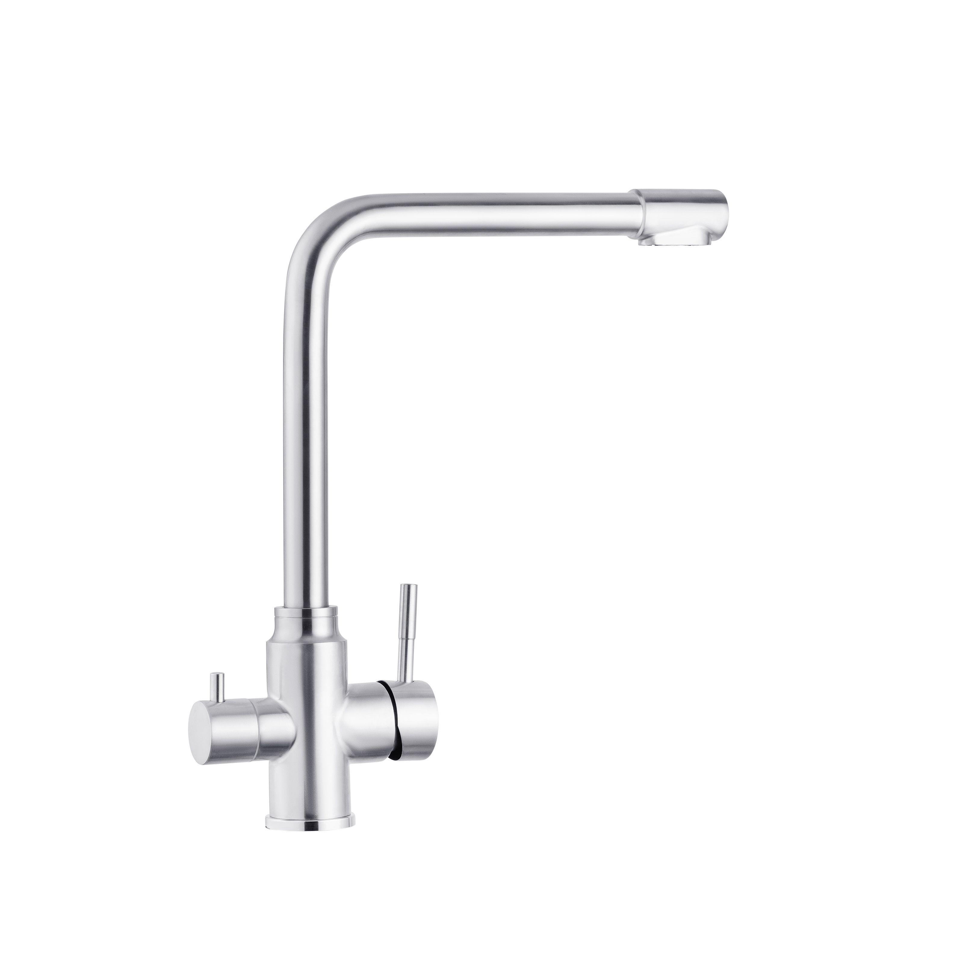 Смеситель для кухни KRONER Edelstahl Klassisch CV022992 на две воды Никель (147645)