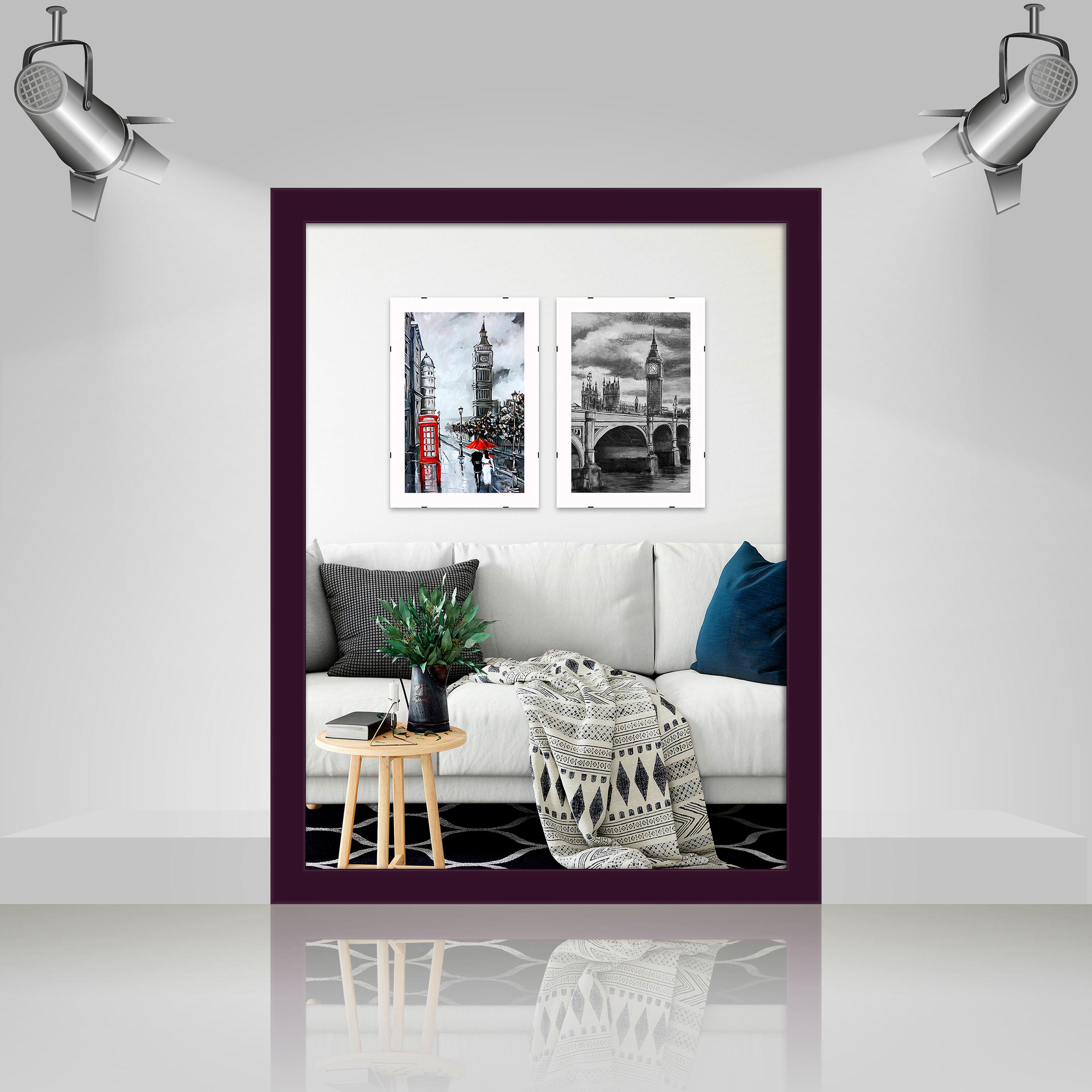 Фоторамка деревянная EmojiFrame 30х40 см AH2220-02 пластиковое стекло 0,8 мм Фиолетовый - фото 3