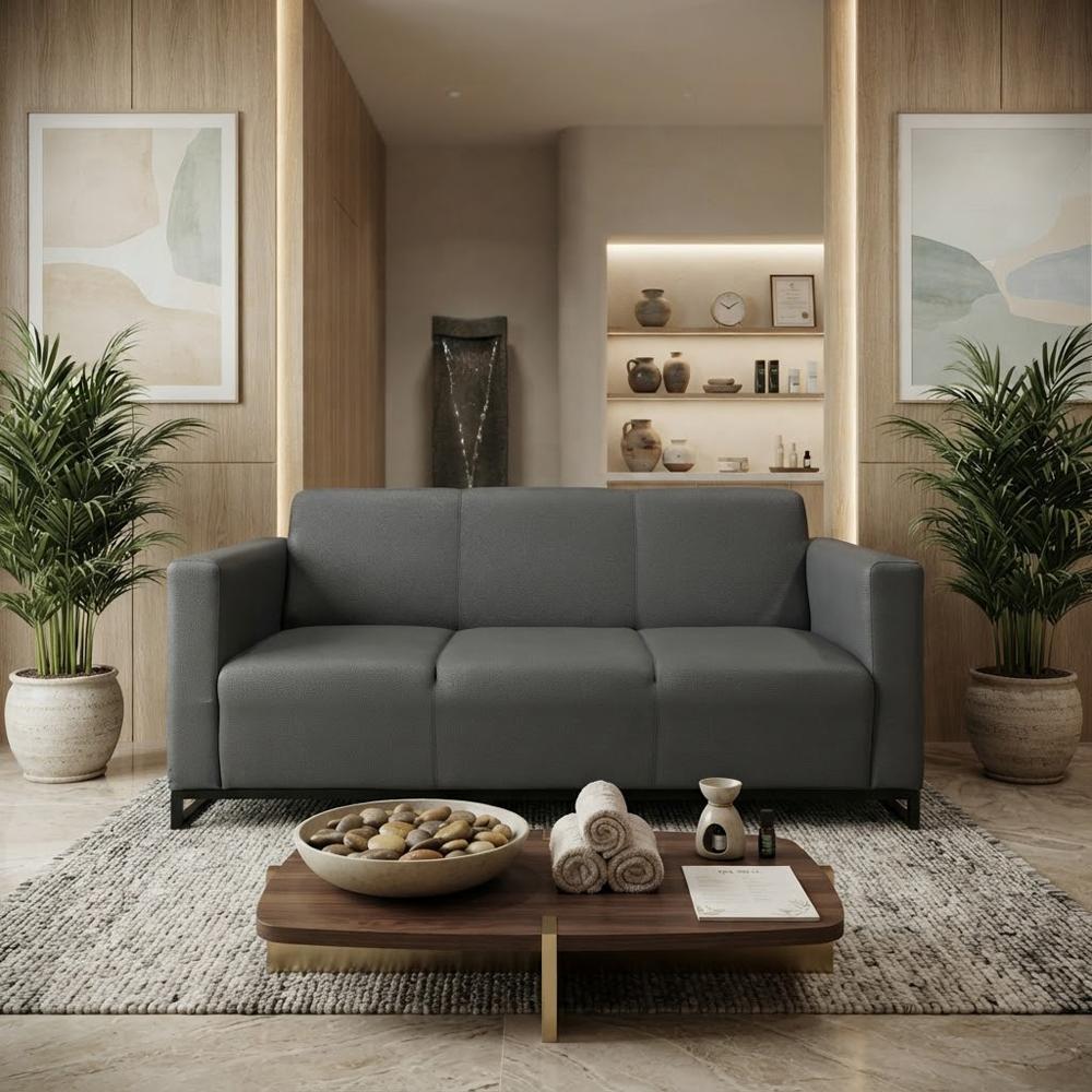 Диван Kansas экокожа Soft металлический каркас 210х75х88 см Graphite (rich_sofa_00316)