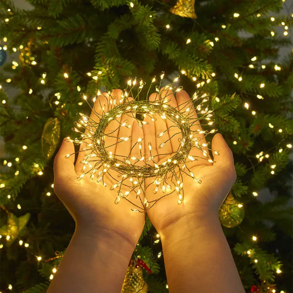 Гірлянда роса мішура на Зеленому дроті 20 м 600 LED на пульті Теплий USB Гірлянда світлодіодна (123123) - фото 5