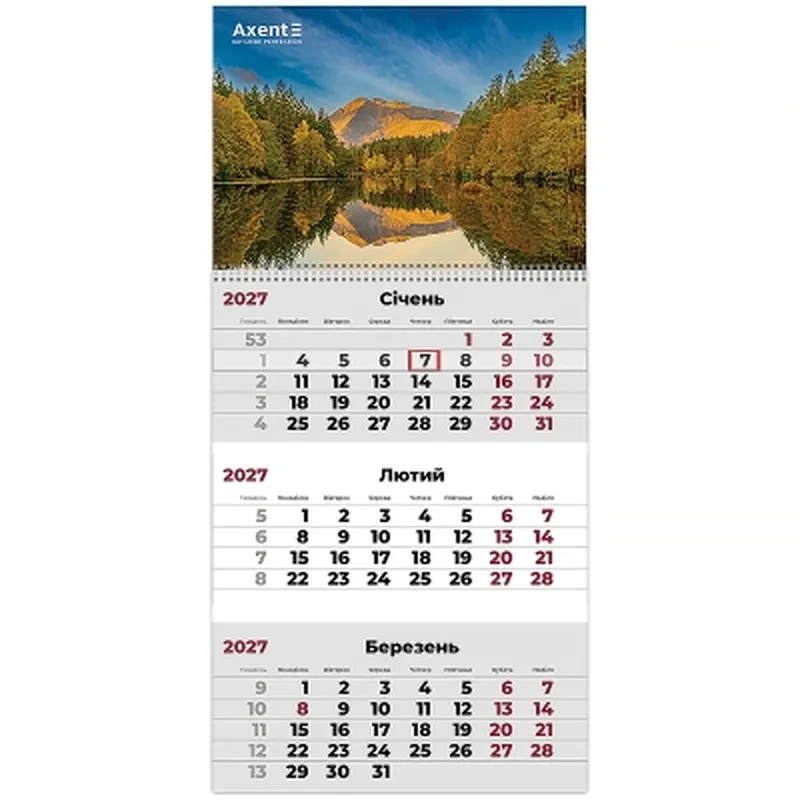Календар настінний квартальний Axent Mountains 2 2027 рік 1 пружина (8801-27-5-A)