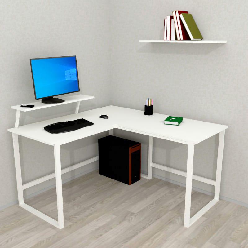 Комп'ютерний стіл кутовий в стилі Лофт StepLoft з полицею каркас металевий (Comp-table-209) - фото 1 Комп'ютерний стіл кутовий в стилі Лофт StepLoft з полицею каркас металевий (Comp-table-209) - фото 1