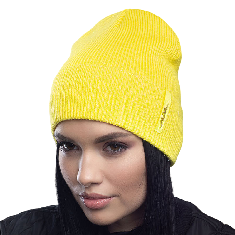 Шапка женская Leks Фэшн утепленная флисом на манжете One size Желтый (122361)
