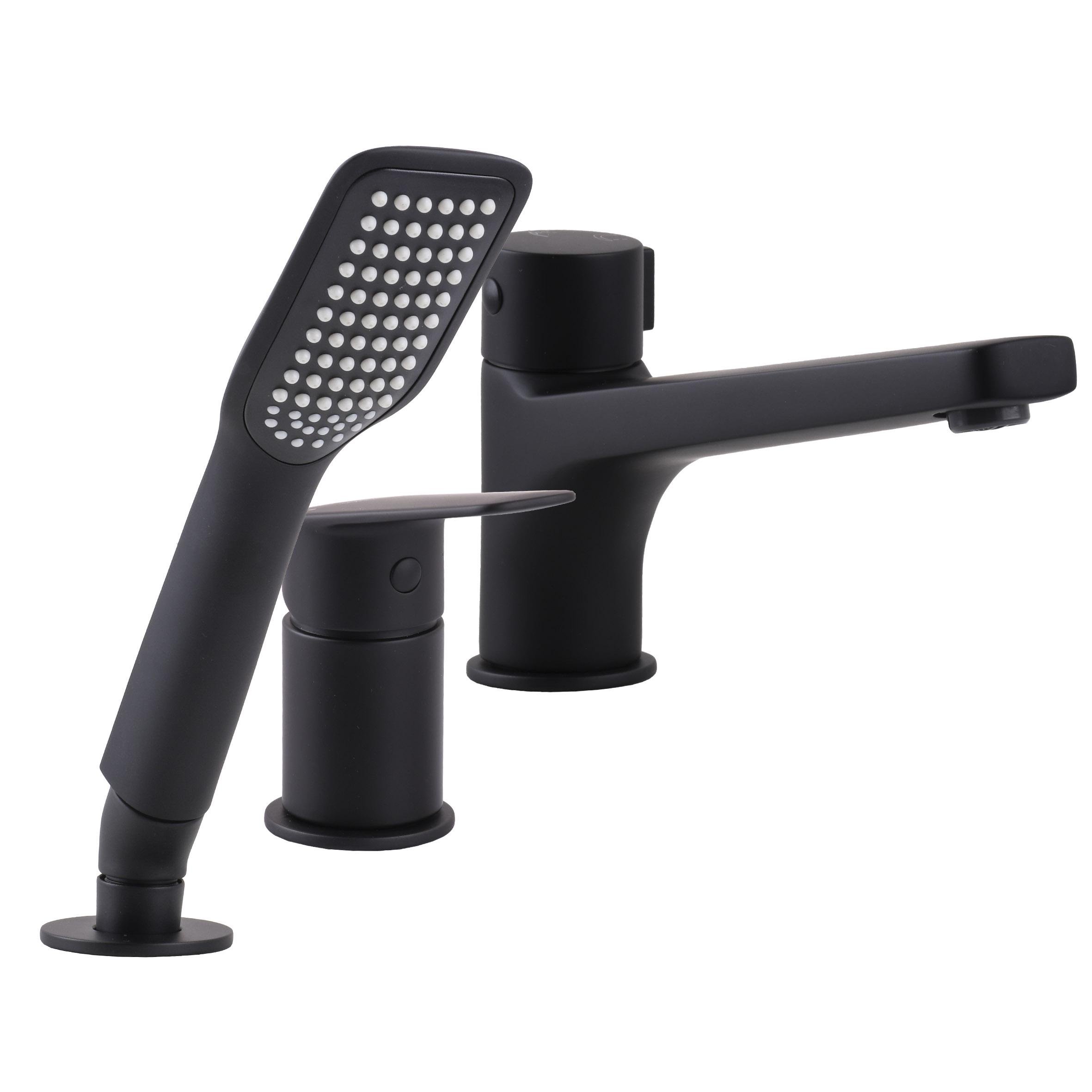 Смеситель на борт ванны TOPAZ CAPRI TCA-15111-H43-BL 000027412 на три отверстия Черный (215025)