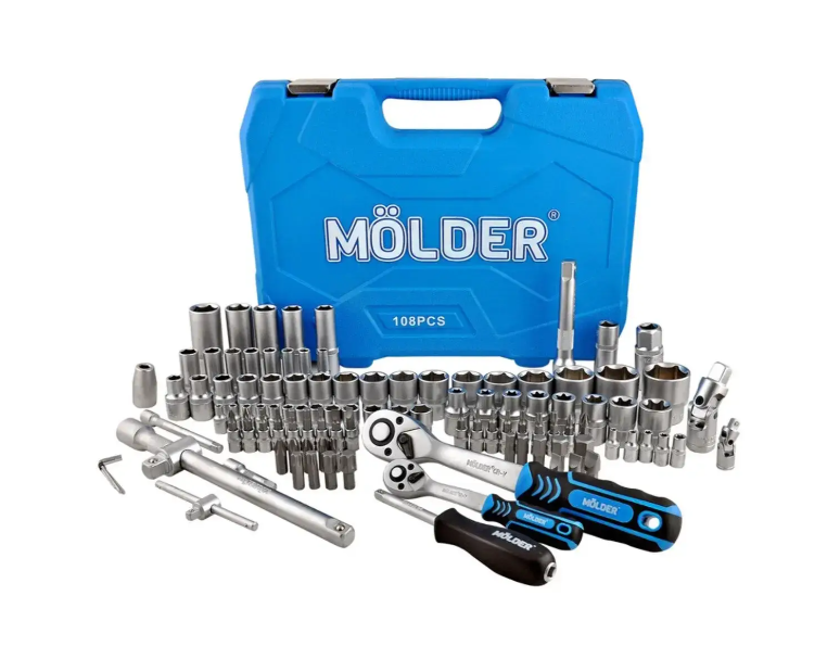 Набор инструментов Molder MT60108 профессиональный 108 шт. 1/2 и 1/4 в кейсе Black (29371003) Набор инструментов Molder MT60108 профессиональный 108 шт. 1/2 и 1/4 в кейсе Black (29371003)