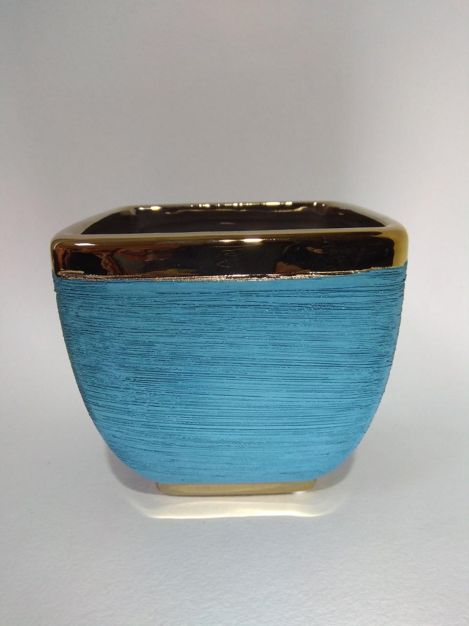 Горшок для цветов керамика Элегант 14х13 см Голубой