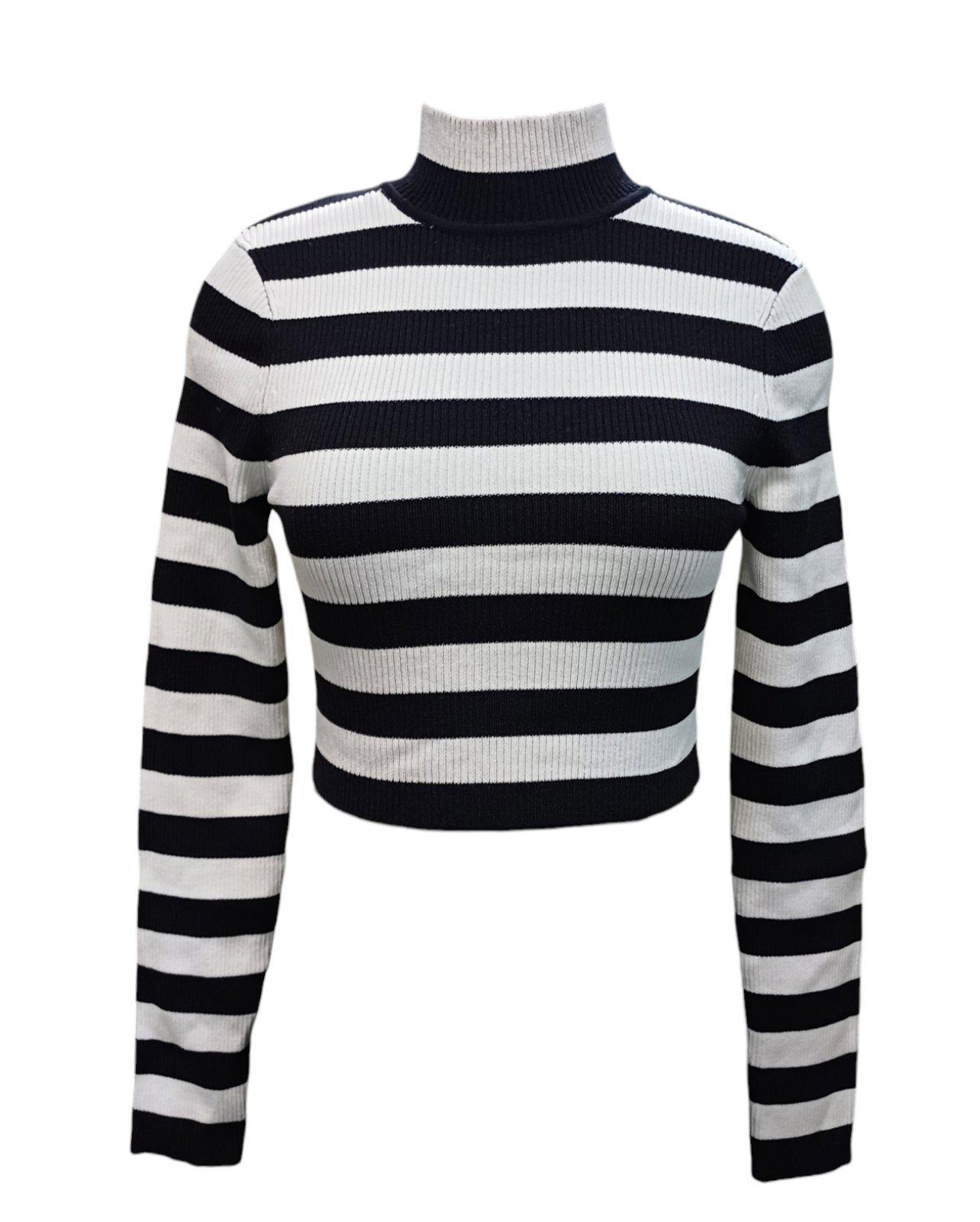 Топ с длинным рукавом S Черно-белый (2516321wer)