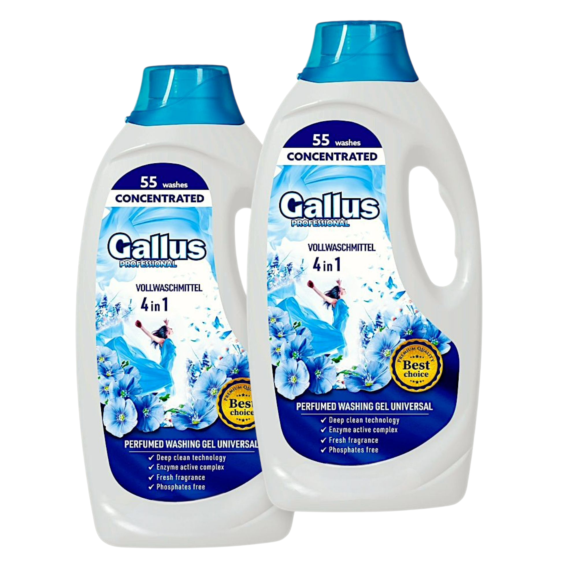 Набір парфумованих гелів концентрату для прання Gallus Professional Universal 4в1 55 прань 1,98 л 2 шт. (302234-2)