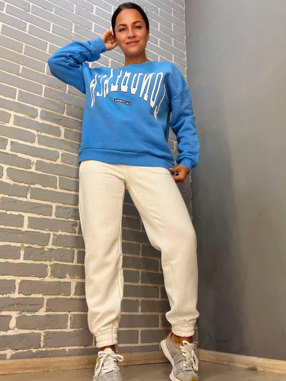 Костюм женский QUZEN 399-488 утепленный свитшот и брюки M Голубой (2826)