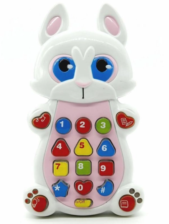 Телефон розвивальний Play Smart Зайчик з проектором підсвічування/пісні/вірші/режим навчання (7614)