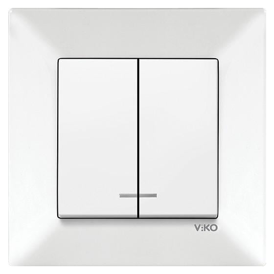 Выключатель двухклавишный с подсветкой Viko Meridian Белый (90970050-WH)