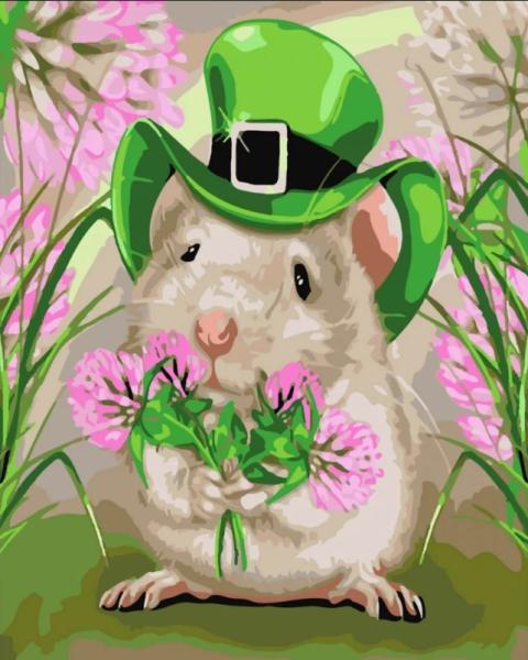 Картина по номерам Strateg Животные Хомячок джентльмен 30х40 см в термопакете (SS-6425-mt)