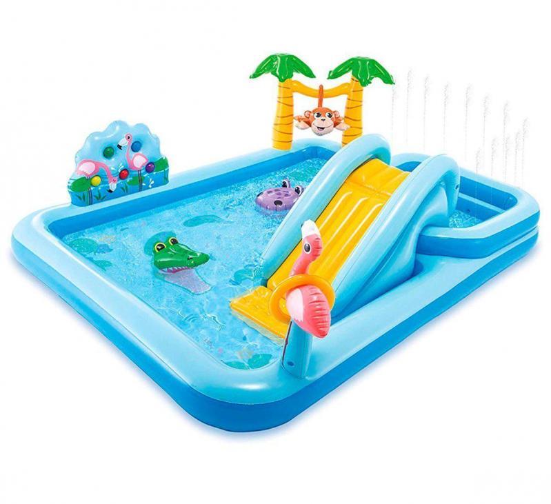 Надувной игровой центр детский Intex Джунгли с фонтаном и горкой 257х216х84 см (31991952)