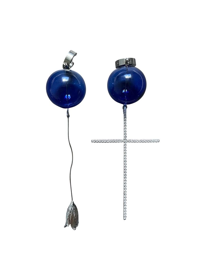 Сережки скляні кулі з підвісками жіночі SMART JEWELRY сині One size Сережки скляні кулі з підвісками жіночі SMART JEWELRY сині One size