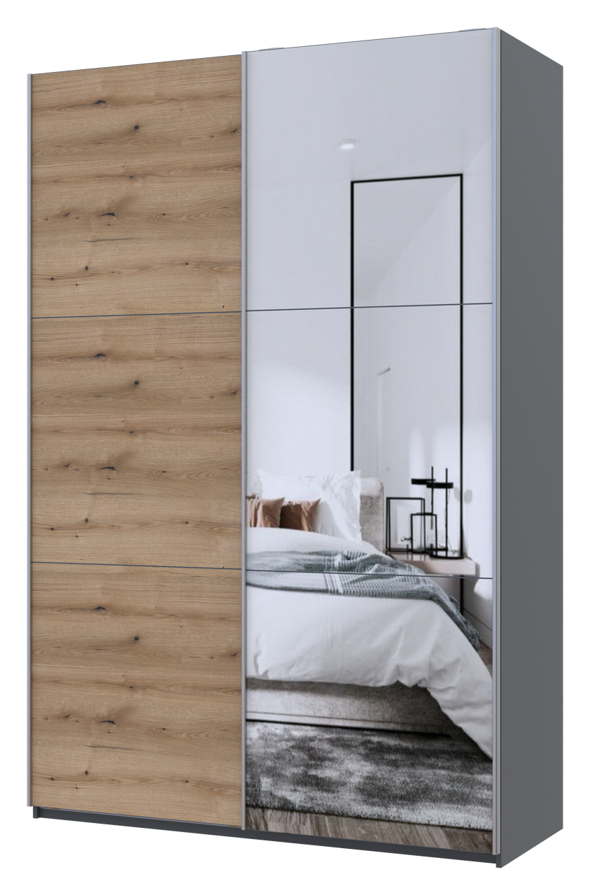Шкаф-купе двухдверный Doros G-Caiser 1 зеркало 160х60х240 см Графит/Дуб эвок (DRS-011038)