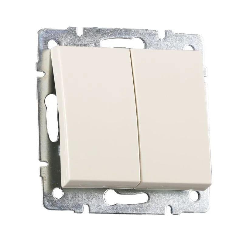 Вимикач двоклавішний Lezard Rain 703-0388-101 Кремовий (27552160)