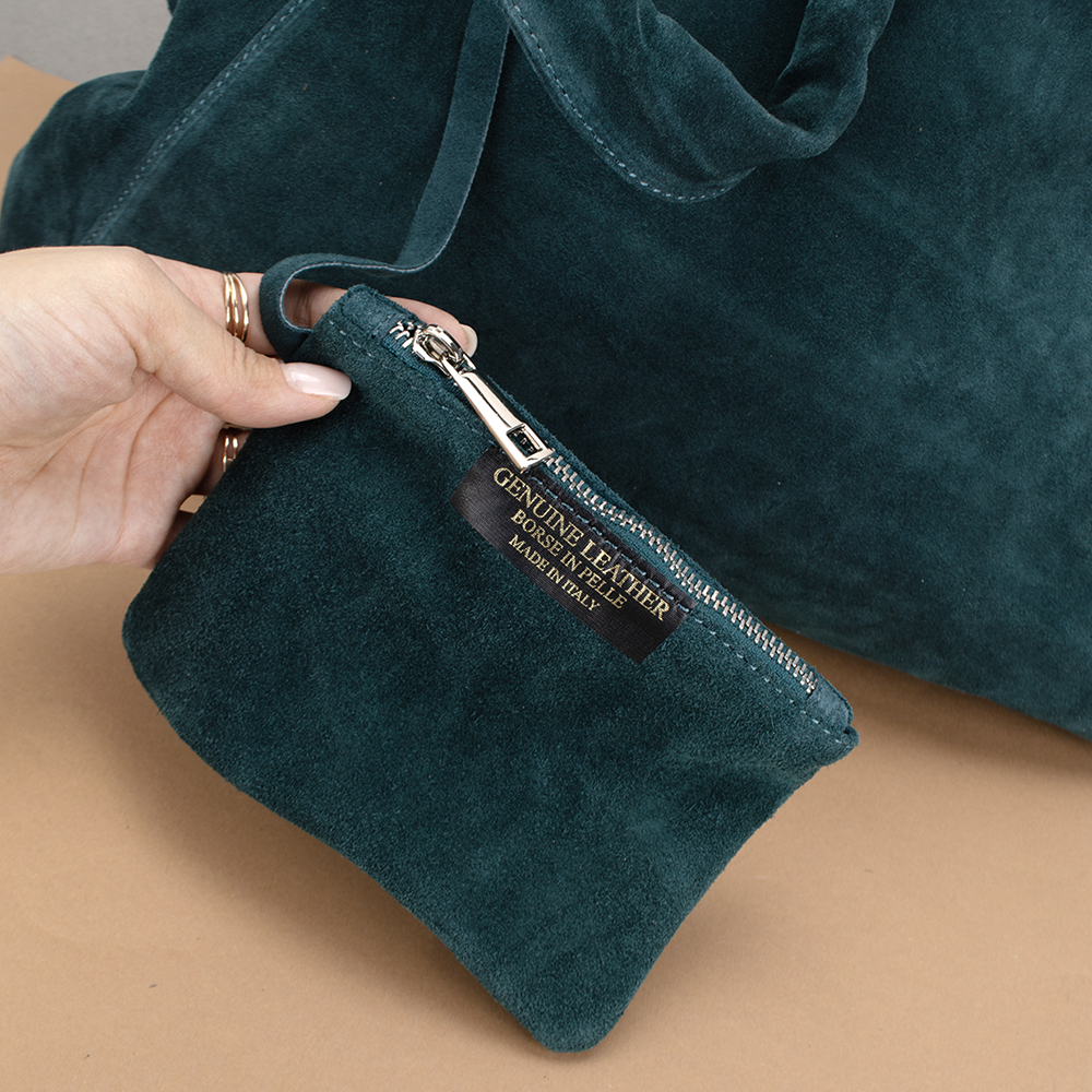 Сумка-шопер жіноча Virginia Conti 03801 замшева з гаманцем Петроліо (2412974725) - фото 3 Сумка-шопер жіноча Virginia Conti 03801 замшева з гаманцем Петроліо (2412974725) - фото 3