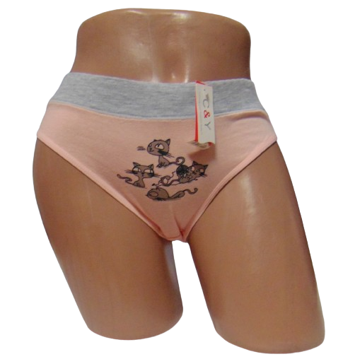 Труси CY 3204 з кішками S/M Пудровий
