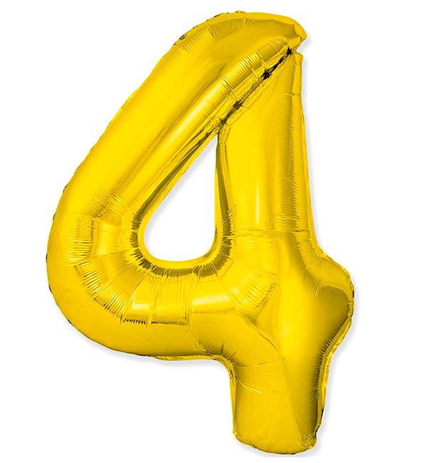 Кулька Цифра 4 Slim 1 м Золотий (1356191)