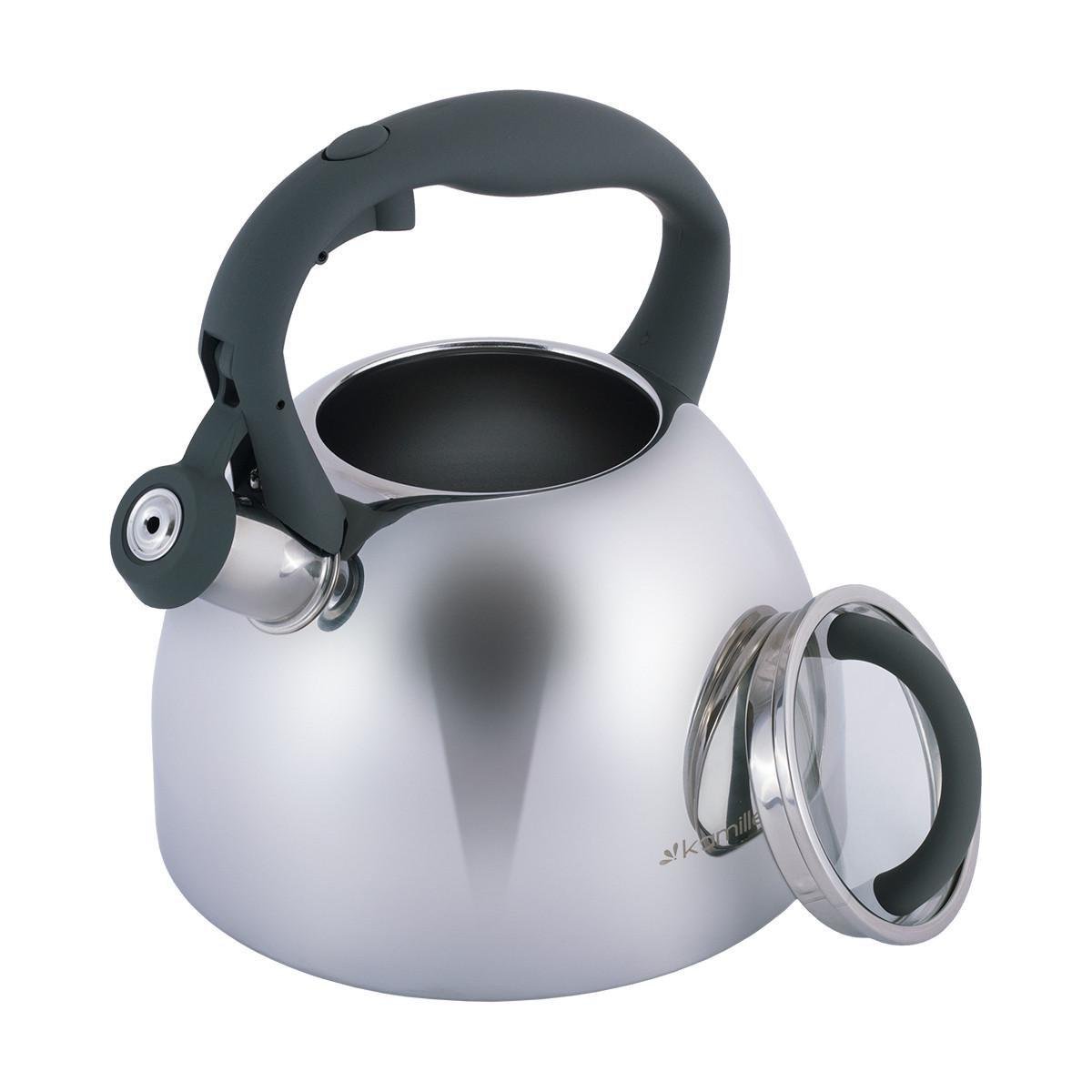 Чайник со свистком Kamille KM-1088 из нержавеющей стали и бакелитовой ручкой 2,7 л Стальной (150-84-1088) - фото 2 Чайник со свистком Kamille KM-1088 из нержавеющей стали и бакелитовой ручкой 2,7 л Стальной (150-84-1088) - фото 2
