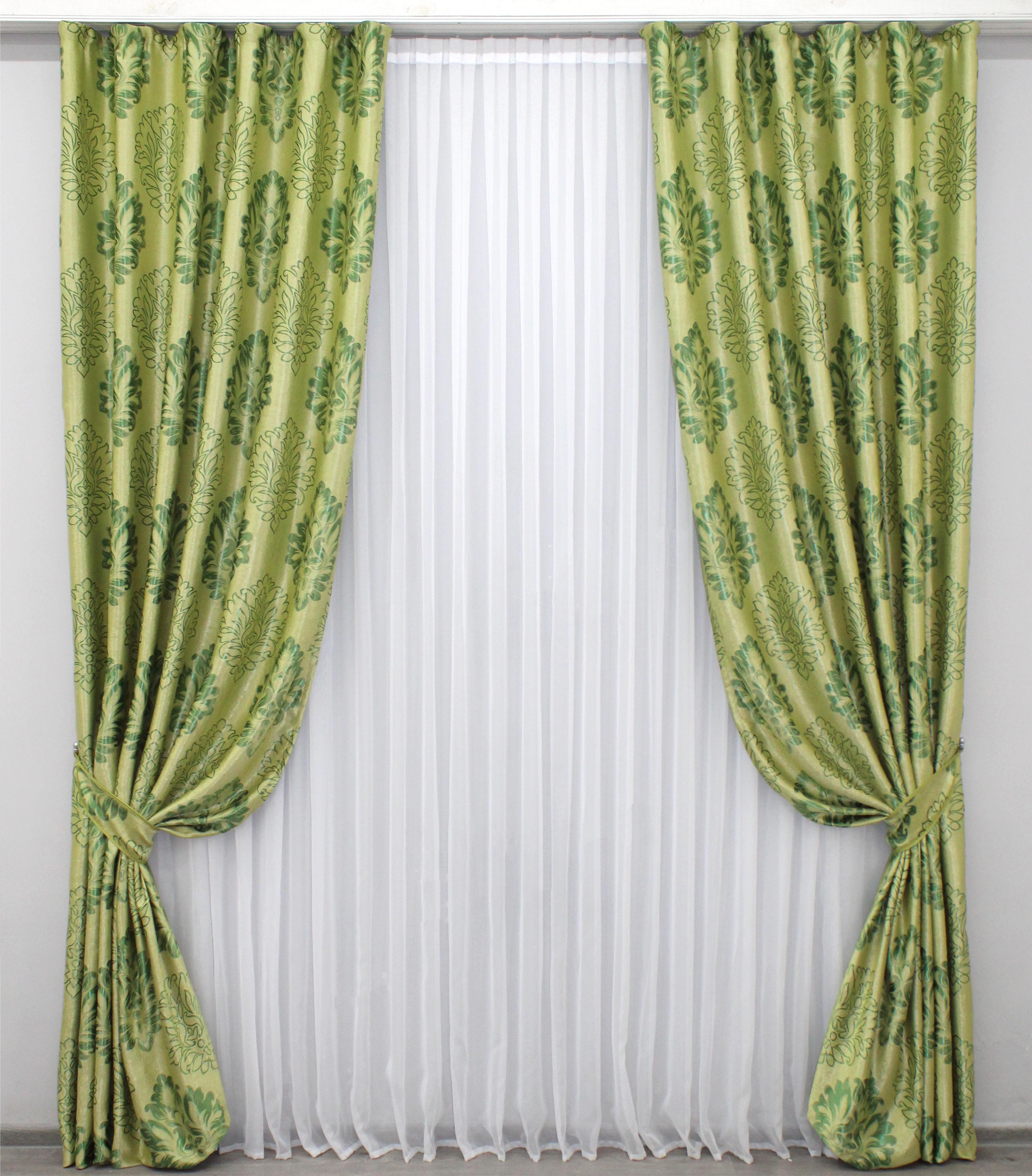 Комплект штор VR-Textil Корона № 1279ш Б блекаут-софт 150х275 см 2 шт. Оливковий/Зелений (33-0115)