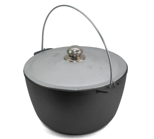 Котел чугунный туристический Brizoll с алюминиевой крышкой 12 л (KT12-4)