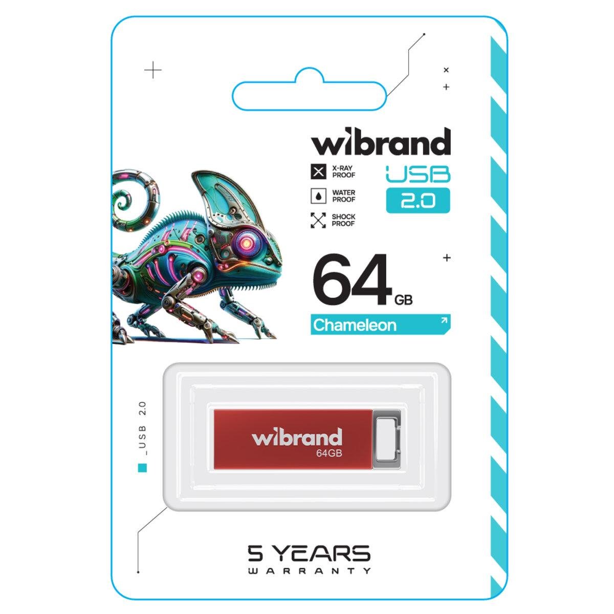 Флеш-память USB Wibrand Chameleon WI2.0/CH64U6R 64 Гб Red - фото 2