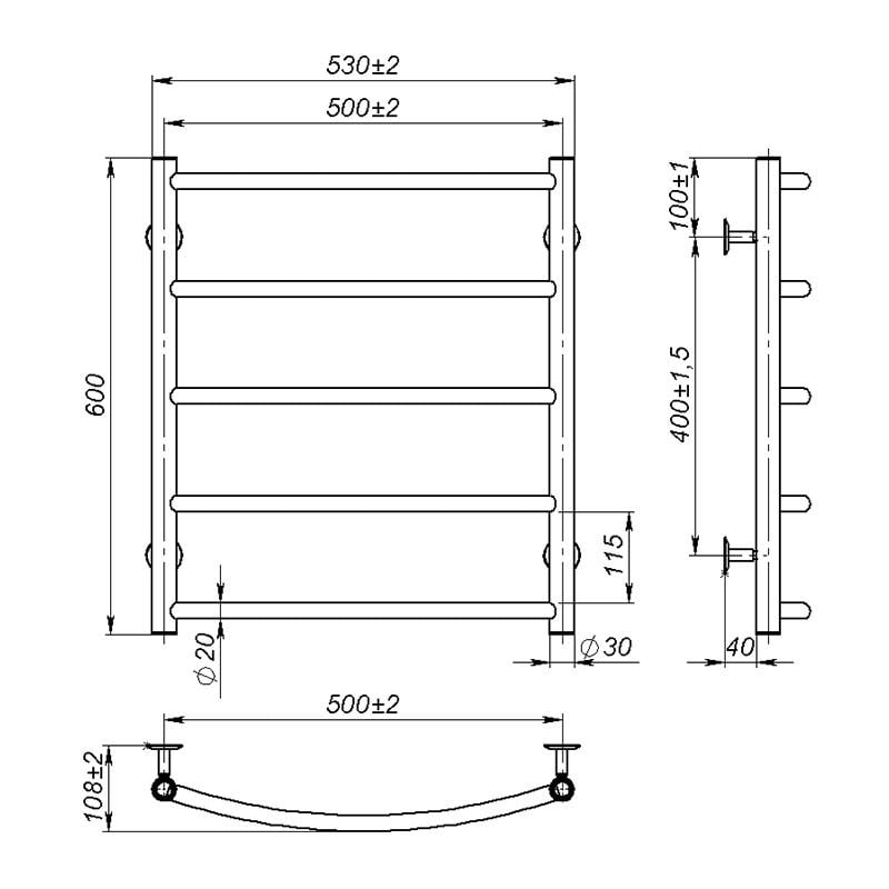 Полотенцесушитель Onlyheat Oria 500/600/5 (67999) - фото 3 Полотенцесушитель Onlyheat Oria 500/600/5 (67999) - фото 3