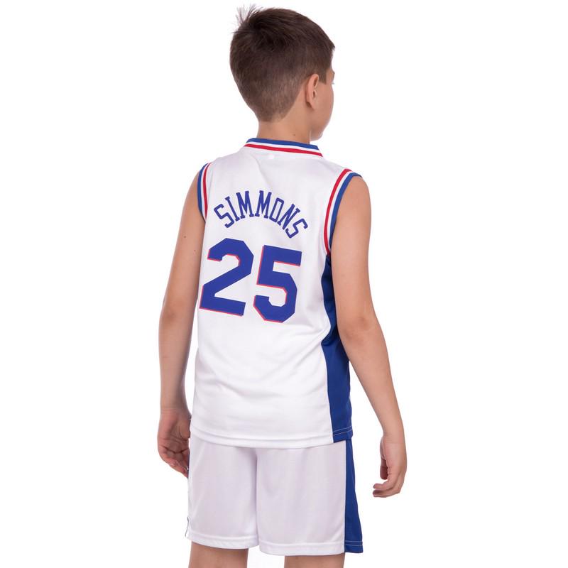 Форма баскетбольная подростковая NB-Sport NBA PHILA 25 BA-0927 L 10-13 лет Бело-синий (DR014786) - фото 3