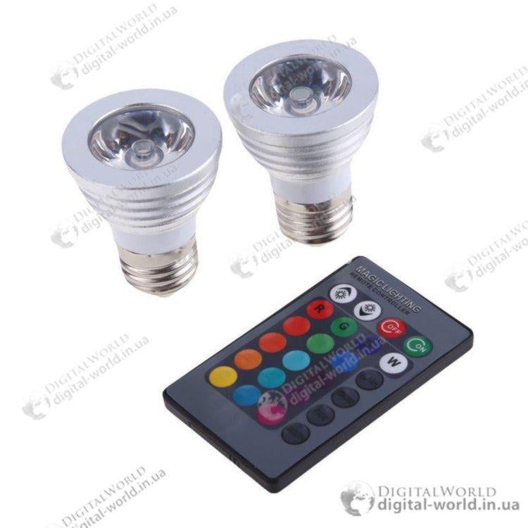 LED лампы 16 цветов с пультом управления 3 Вт 2 шт. (1454) - фото 5 LED лампы 16 цветов с пультом управления 3 Вт 2 шт. (1454) - фото 5
